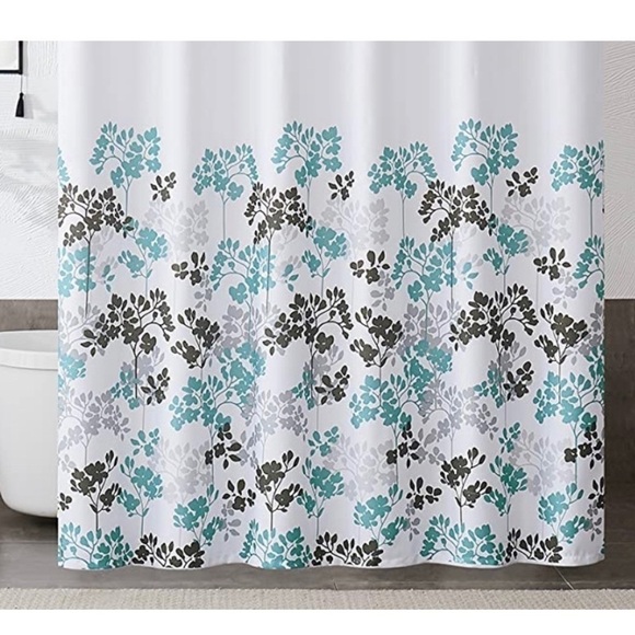 NEW-MODERN Floral Pattern Fabric Shower Curtain Washable, Water Resistant 70x84 - Picture 4 of 5